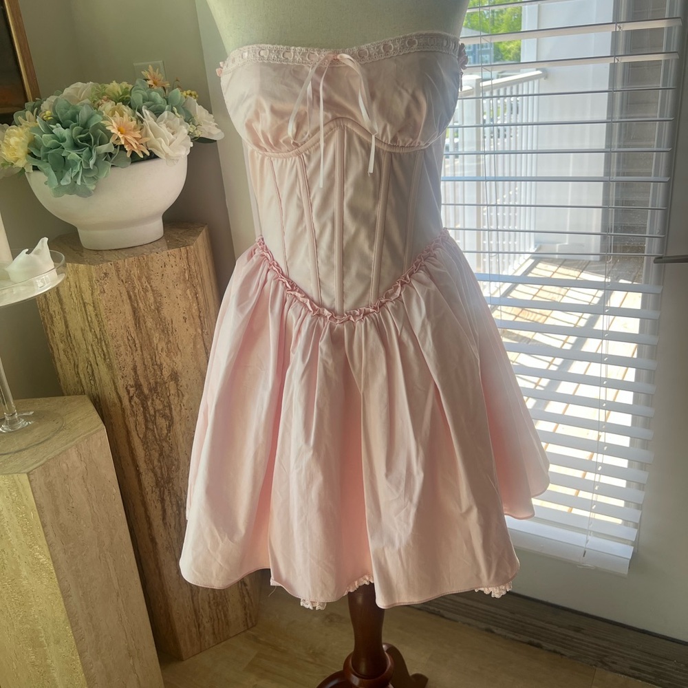 Sweet Pink Strapless Fit-and-Flare Dress